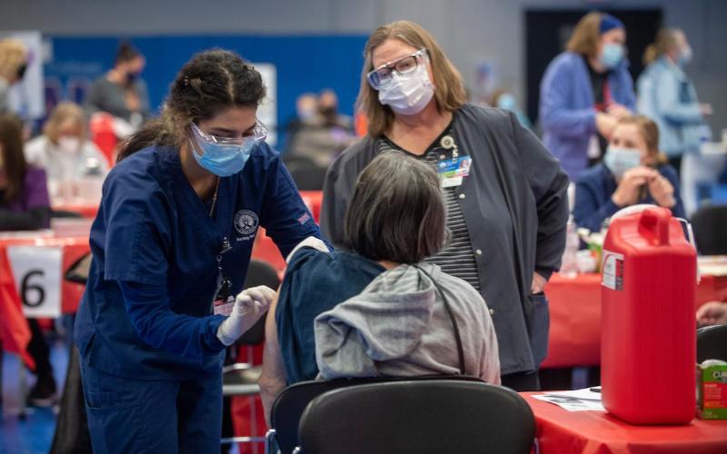 A person getting vaccinated